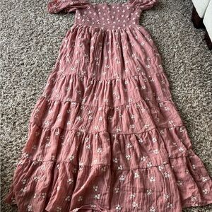 ARULA Pink Smocked Puff Sleeve Maxi Dress